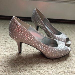 Silver studded 2 inch heels